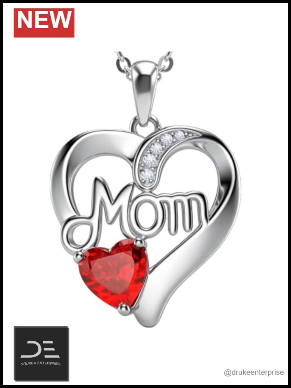925 Sterling Silver Heart Pendant Necklace for Women Mom's Birthday Gift